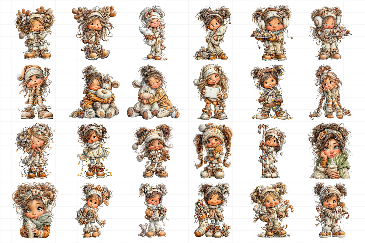 Whimsical Christmas Girl Clipart, an Illustration by Daily.Designs (Photo 5 of 5)