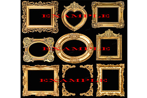 9 Golden Frames Transparent PNG