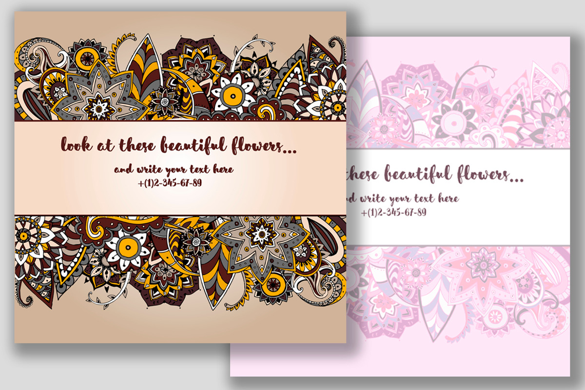 2 ornamental card templates, a Card Template by kizi