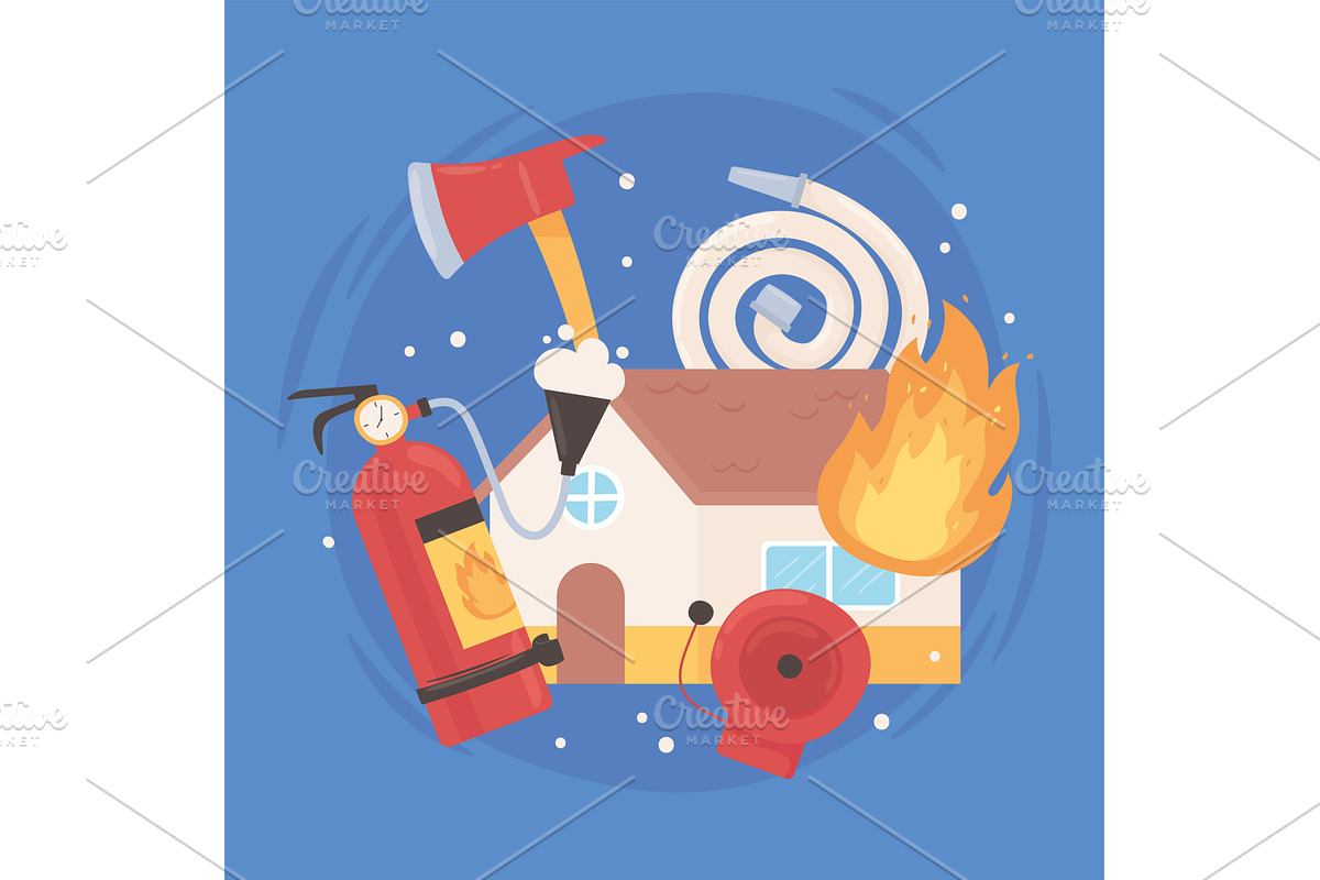 extinguish fire in the home, an Object Illustration by studiogstock