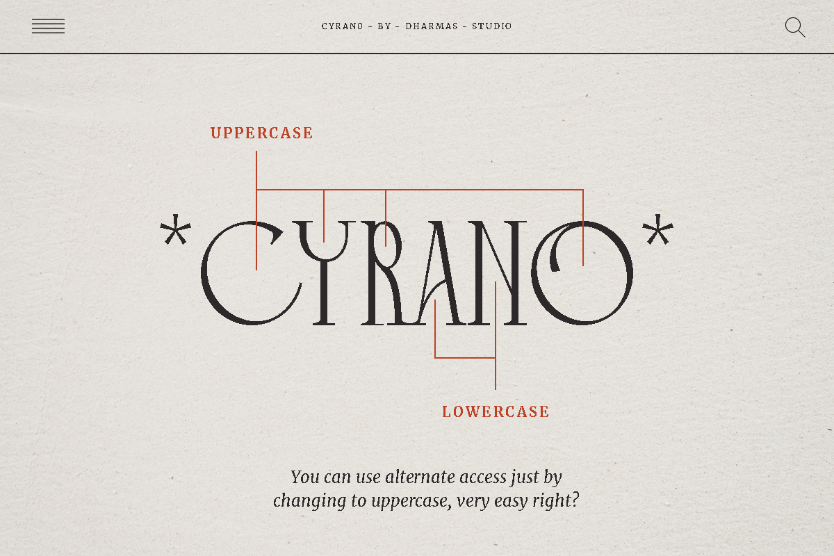 Cyrano - Unique Serif Typeface, a Serif Font by Dharmas Foundry (Photo 8 of 16)