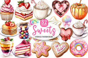 Watercolor Sweets Clipart, an Illustration by Watercolor design