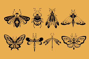 Insects. Graphic Clipart Patterns.