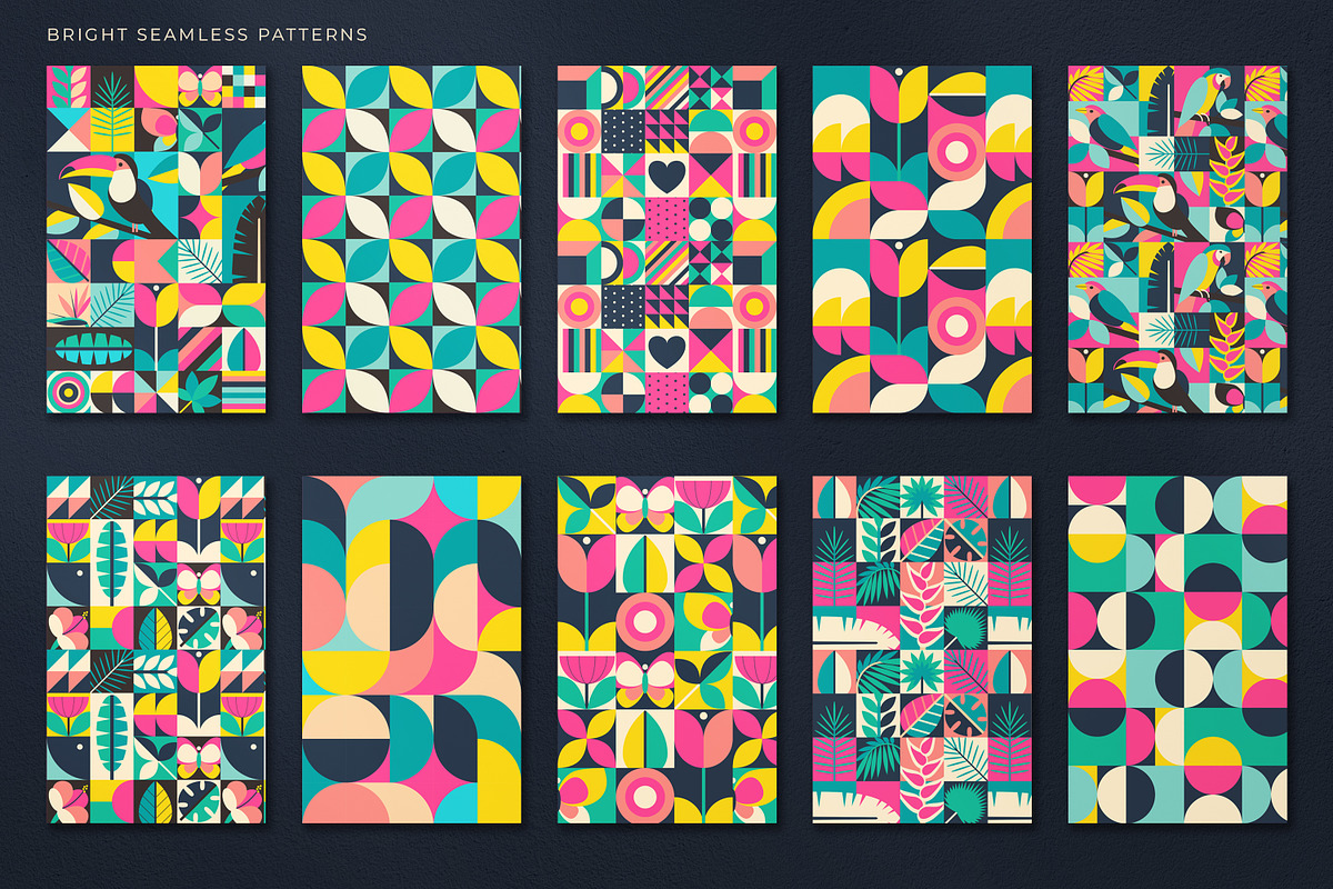 Geometric Vector Cards and Patterns