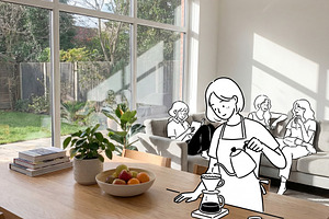 Interior with illustrated figures, a Person Photo by Virgo Studio