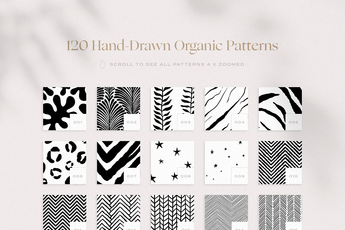 120 Hand-Drawn Organic Patterns, a Pattern Graphic by Rienne Studio (Photo 2 of 25)