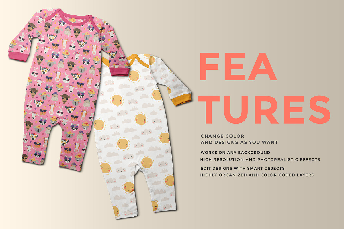 Kids Quarter Sleeve Romper Mockup, a Product Mockup by Designertale (Photo 5 of 9)