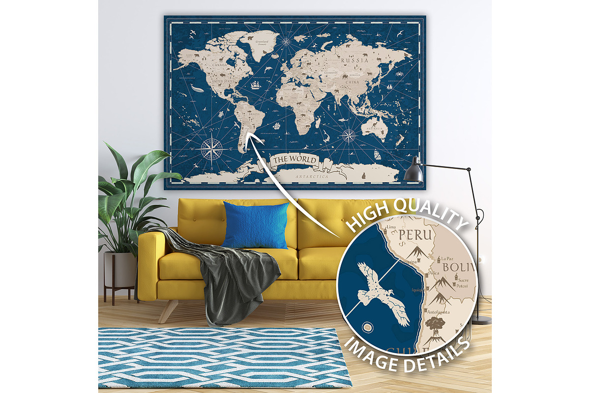 Kids World Map Vintage Vector, a Graphic by PorcuPen Works (Photo 4 of 7)