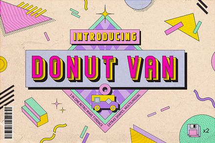 Donut Van | Trio Retro Wave Font, a Sans Serif Font by Ckybe's Corner