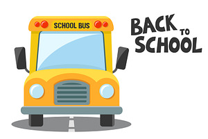 School bus driving on the road close, a Transportation Illustration by innakreativ