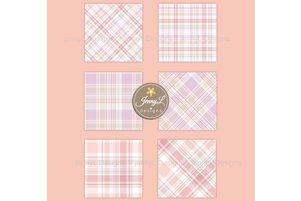 Coquette Plaid Digital Paper Set, a Pattern Graphic by JennyL Designs (Photo 3 of 6)