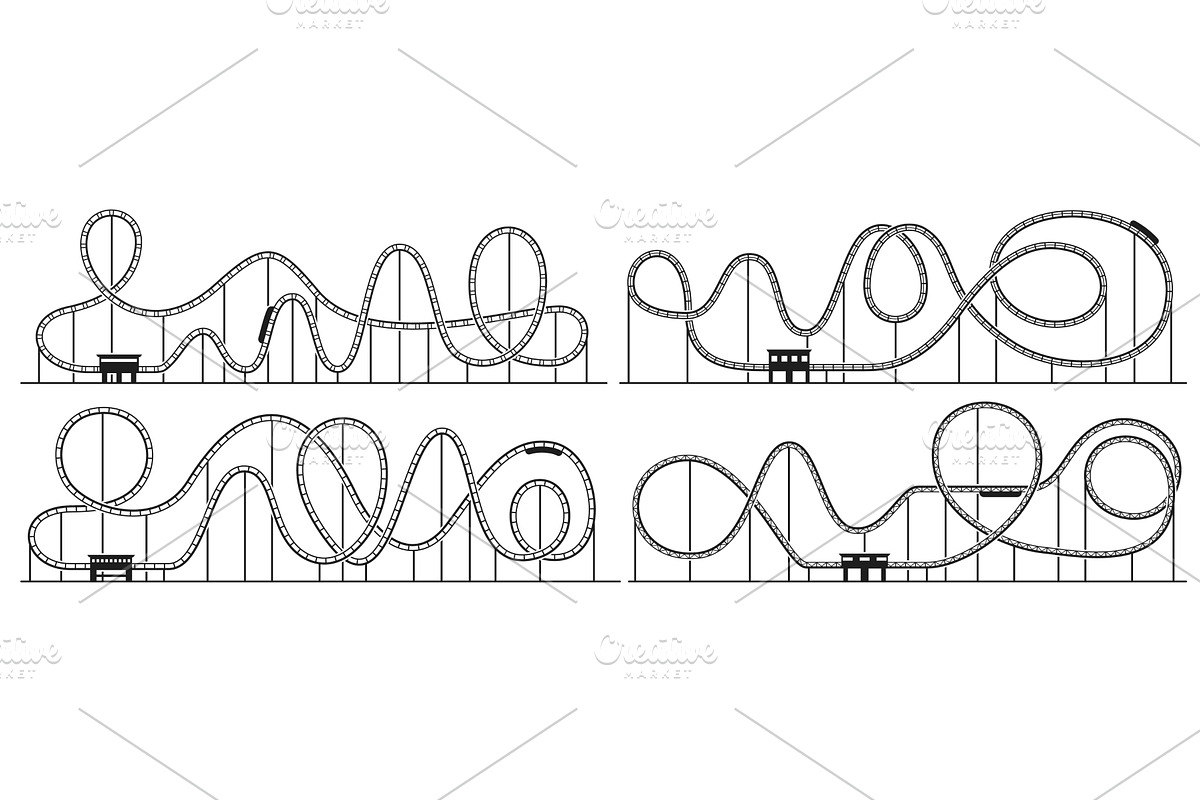 Roller coaster loop silhouette, a Sport Illustration by Vector Tradition