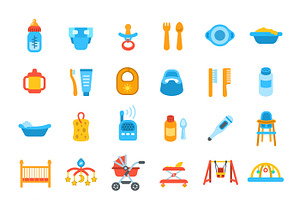 Baby Care Flat Vector Icons