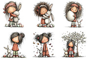 Easter Girl and Bunny Watercolor PNG, an Illustration by CraftArtStudio (Thumbnail 5 of 6)
