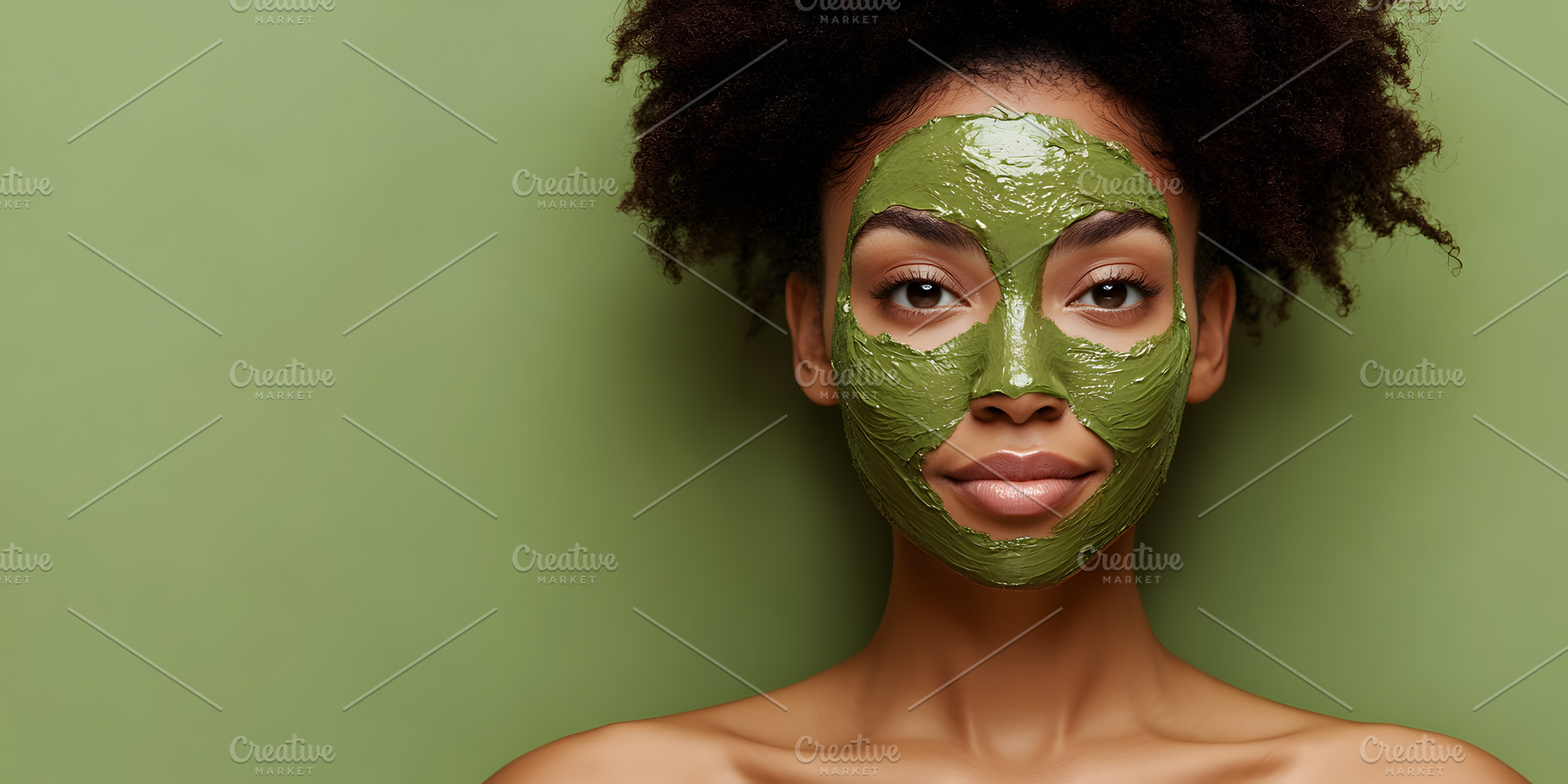 Woman with green clay mask on face, a Person Photo by Photostock