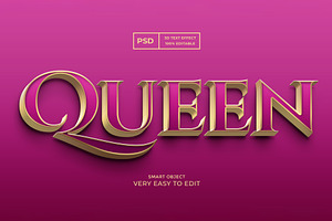 Queen 3d Text Style Effect Psd