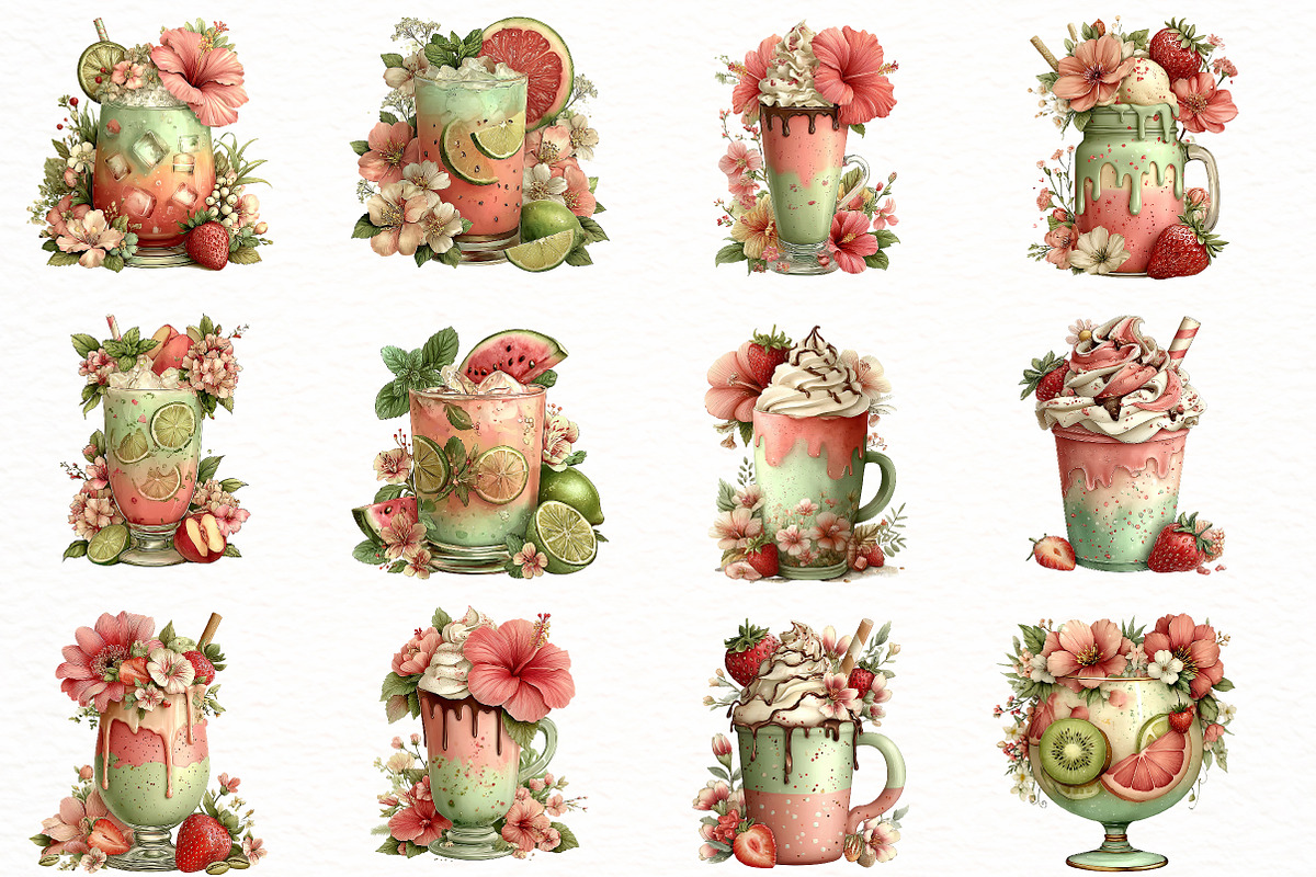 Whimsical summer tropical drink Clip, an Illustration by Designworld (Photo 6 of 6)