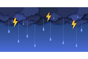 Paper cut rain and clouds, a Seasonal Illustration by Buch&Bee