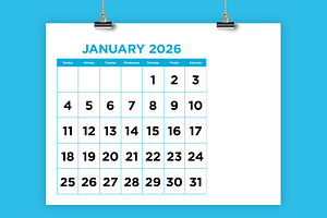 2026 Large No. Color 8.5x11 Calendar, a Stationery Template by Running With Foxes
