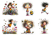 Quirky Bee and girl Clipart, an Illustration by CreationArt (Thumbnail 3 of 5)
