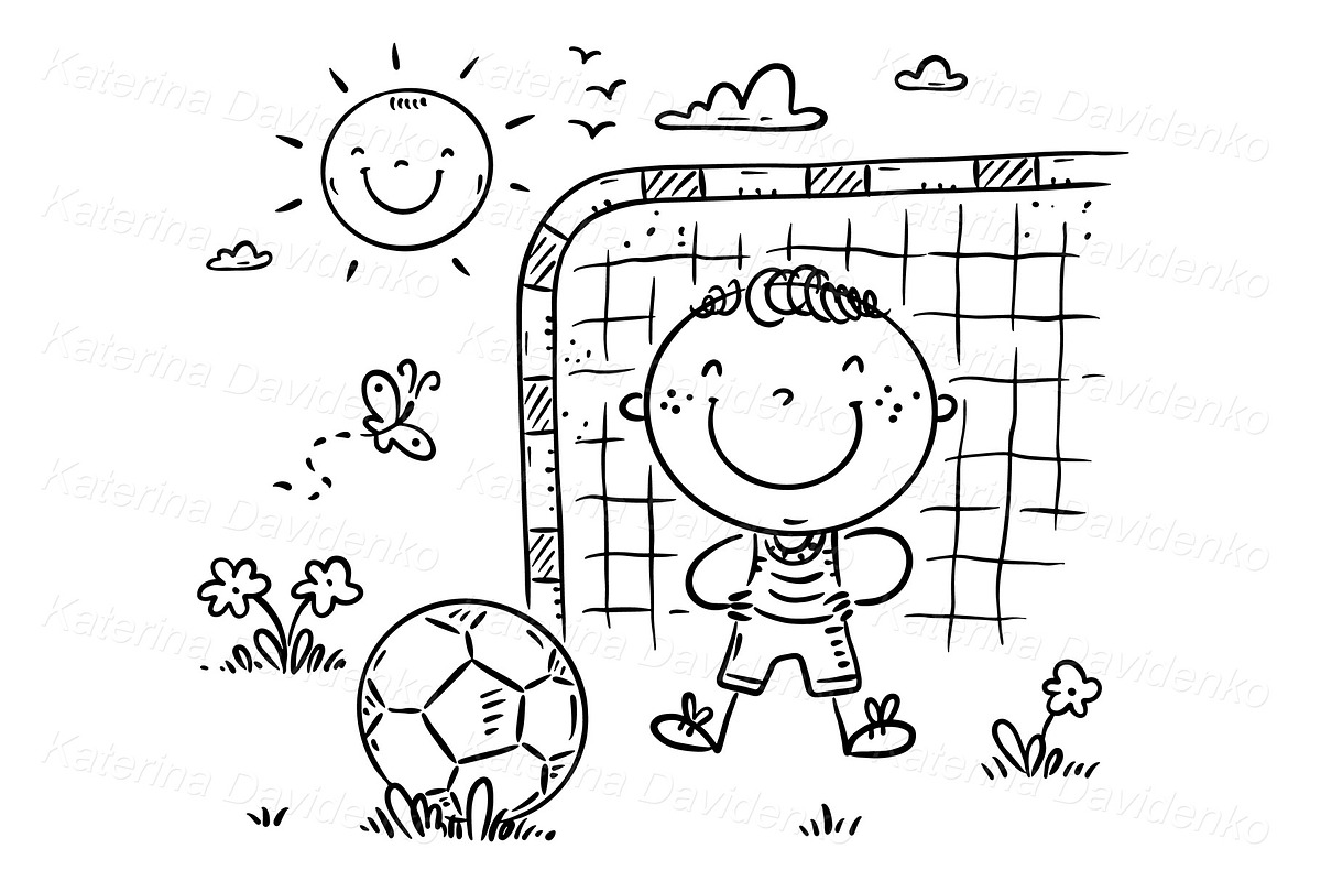 Cartoon boy playing soccer, a Sport Illustration by Bubert Art (Photo 2 of 2)