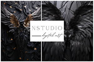 13 Black Angel Wings Backdrops