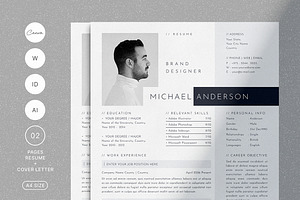 Minimal Resume CV Template, a Resume Template by Designsoul14