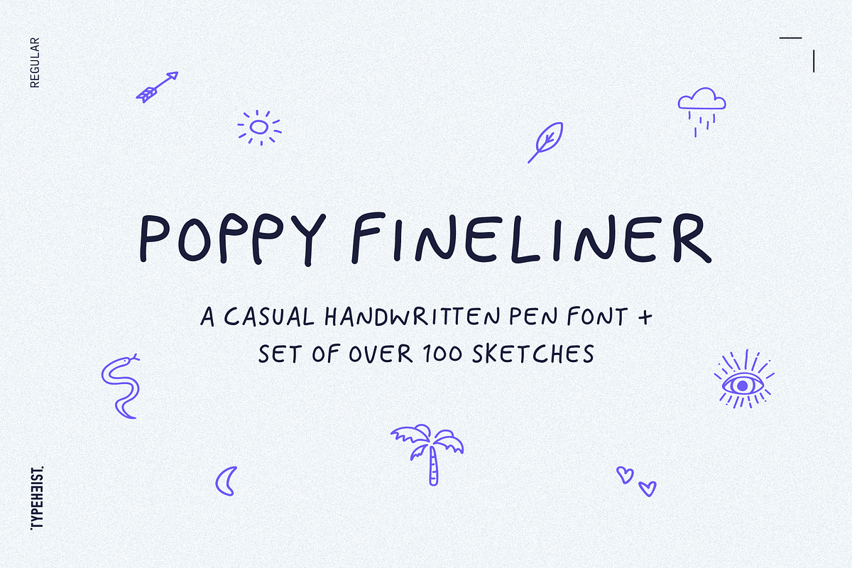Poppy Fineliner Fun Handwriting Font, a Sans Serif Font by TYPEHEIST (Photo 1 of 9)