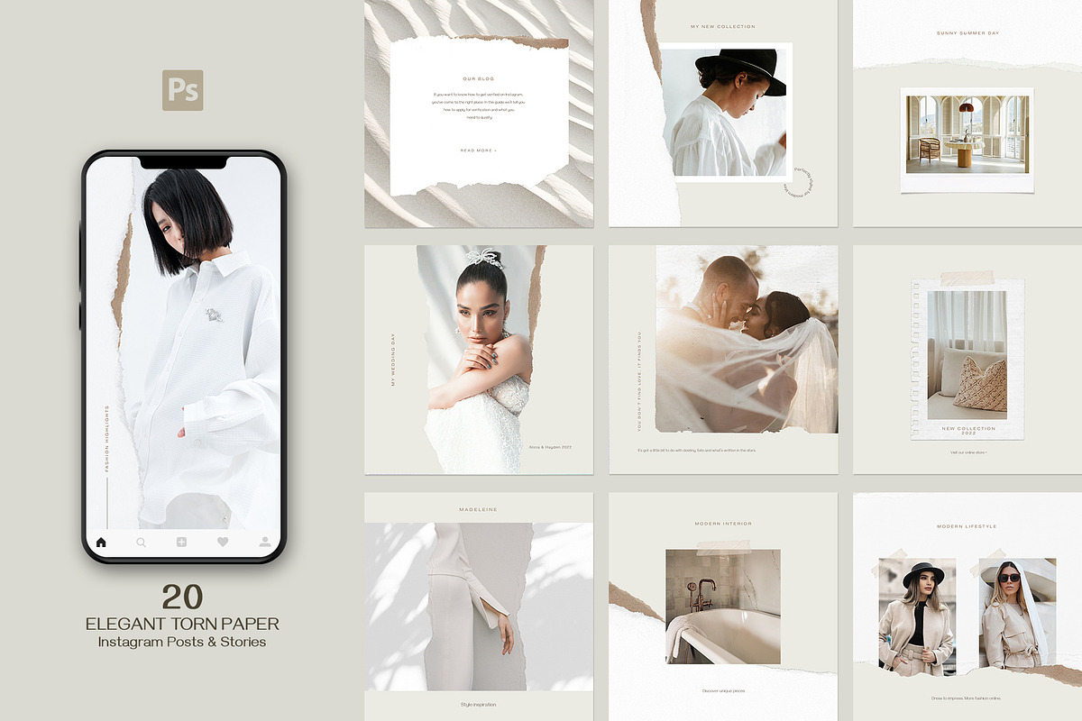 Torn Paper Instagram Social Kit, a Social Media Template by Imagination Area (Photo 1 of 5)