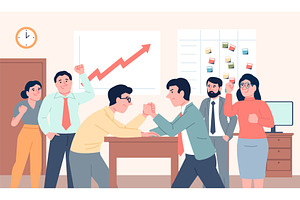 Business arm wrestling. Competition, a Person Illustration by LadadikArt