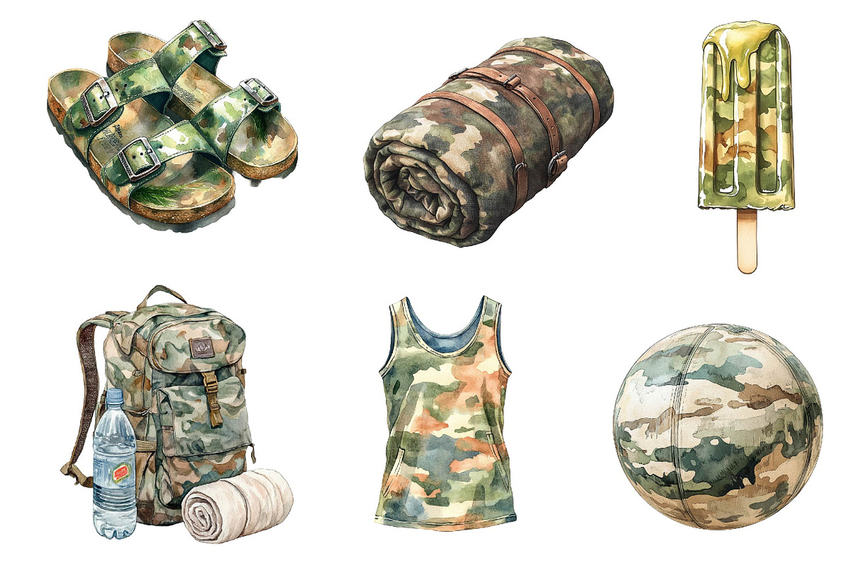 Camouflage Summer Elements Clipart, an Illustration by Dream Creation (Photo 4 of 6)