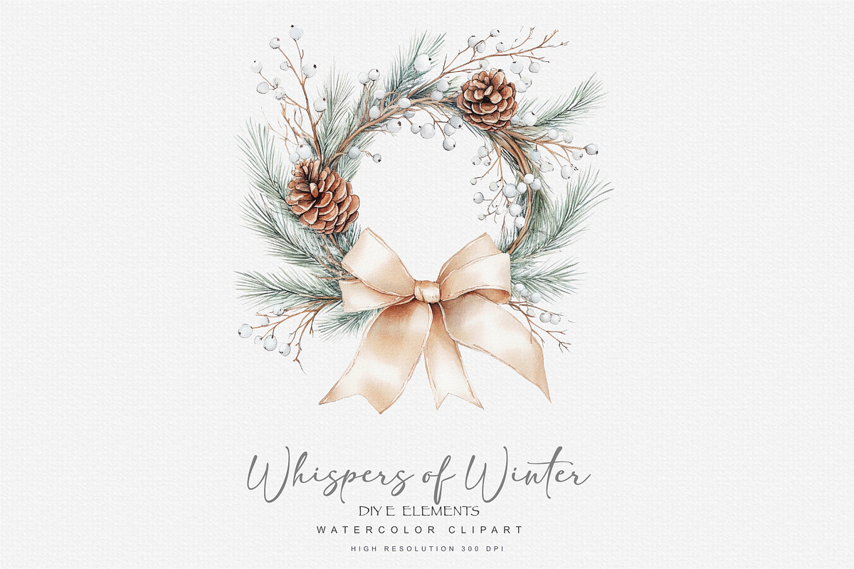 Watercolor Christmas Clipart, a Seasonal Illustration by Patishop Art (Photo 3 of 8)
