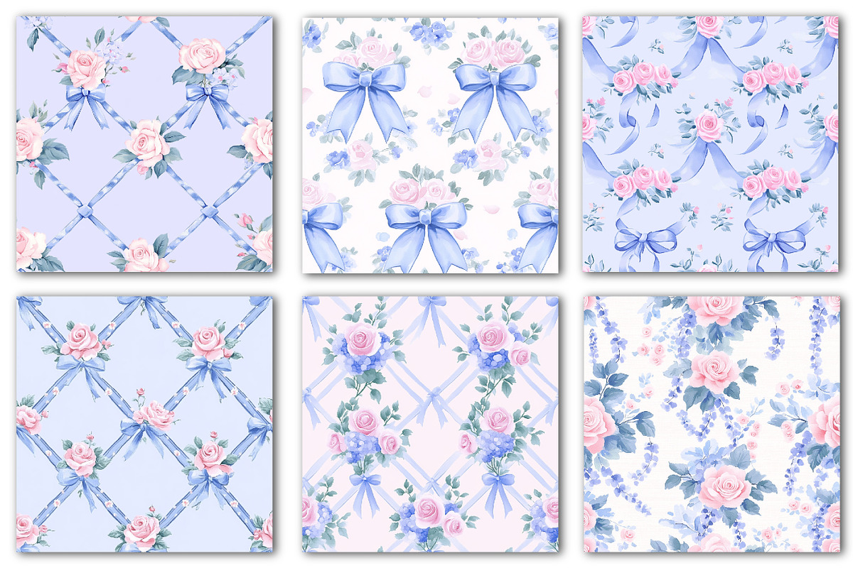 Floral Ribbonerie Seamless Patterns, a Texture Illustration by Dream Creation (Photo 4 of 6)