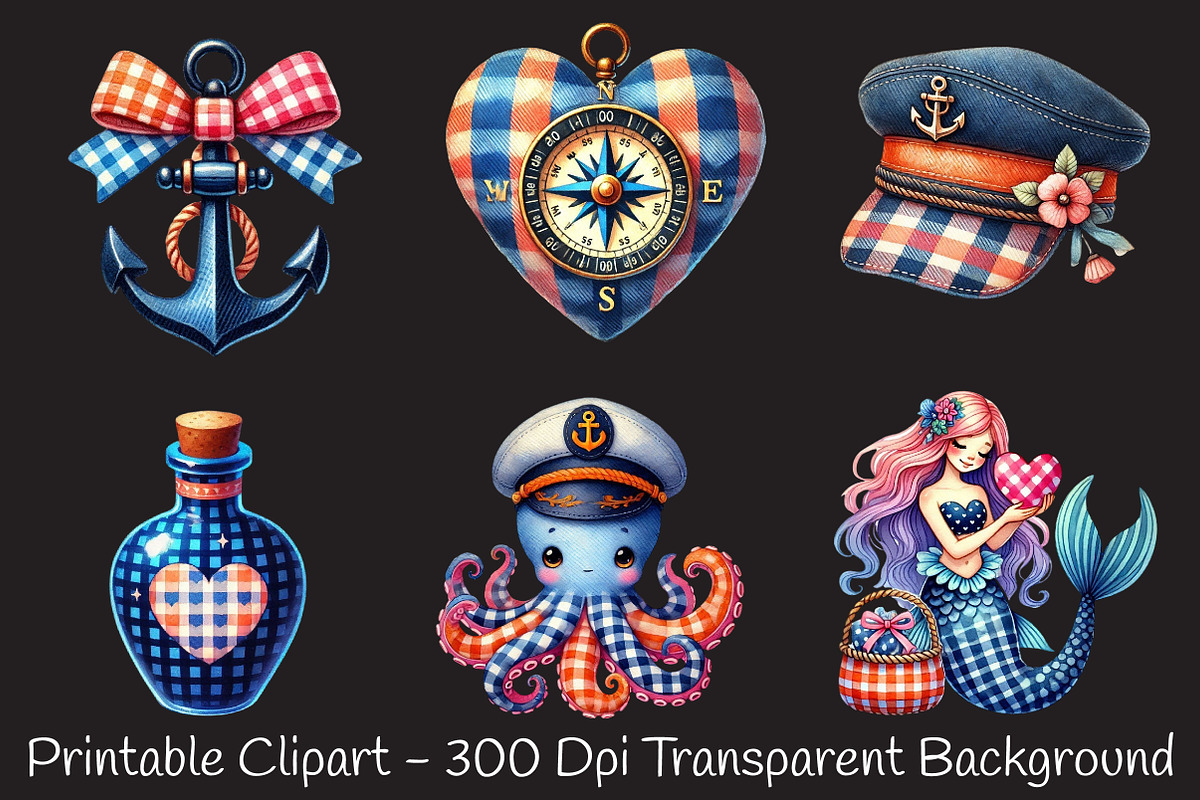 Navy Valentine Sublimation Clipart, an Illustration by RobertsArt (Photo 4 of 7)