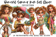 Whimsical Summer Beach Girl Clipart, an Illustration by OK Design (Thumbnail 1 of 6)