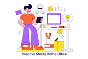10 Creative Messy Home Office, a Person Illustration by denayunebgt (Thumbnail 4 of 4)