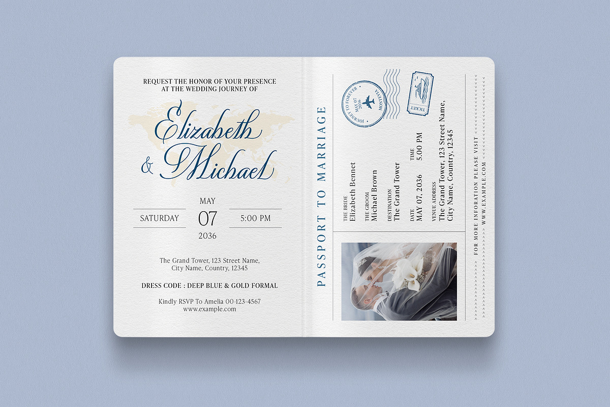 Passport Wedding Invitation Template, an Invitation Template by BrandPacks (Photo 3 of 4)