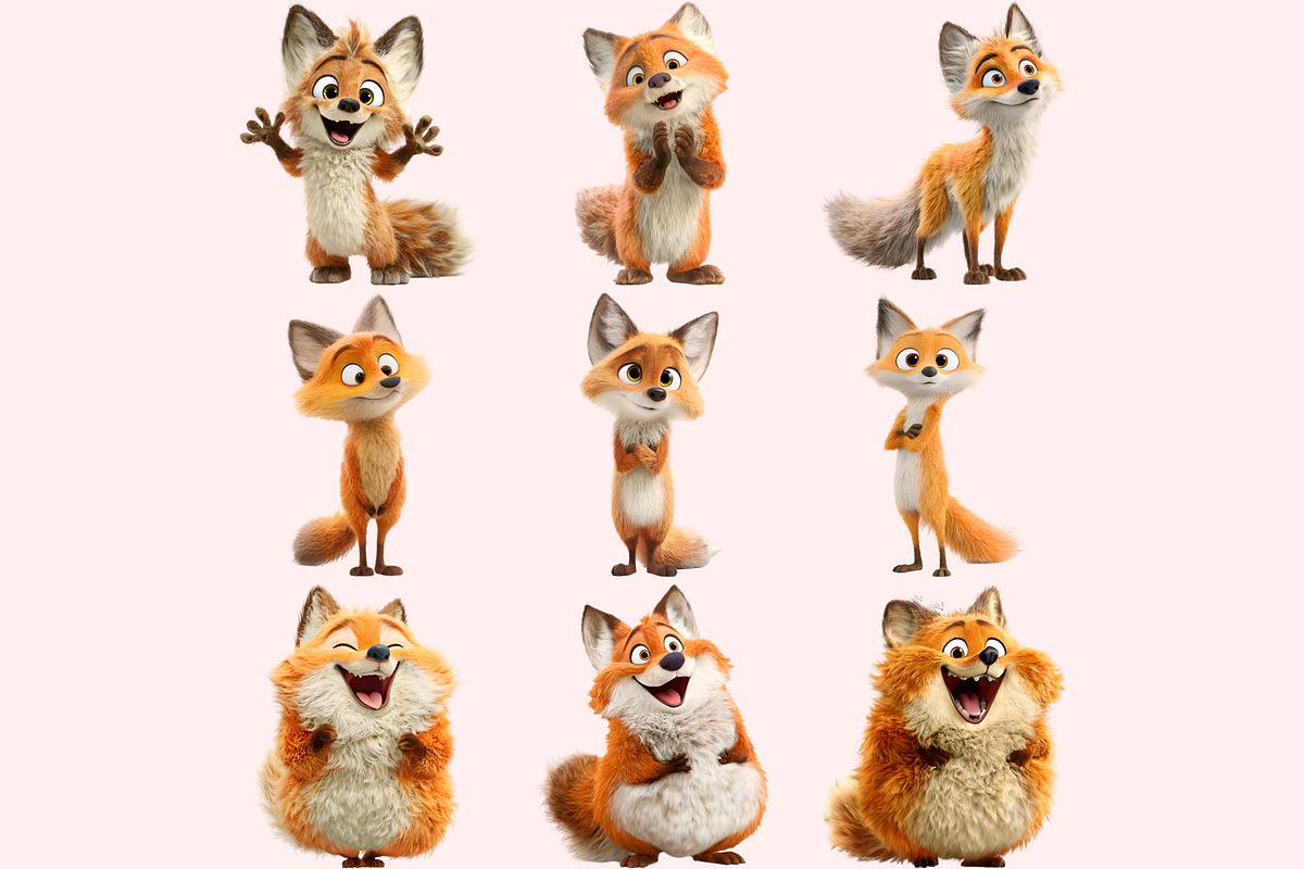 Funny Fox Clipart PNG Bundle, a Graphic by M9 Design (Photo 7 of 9)