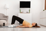 Fitness Woman With Braids Doing Bridge Exercise Training At Home, a Photo by Prostock-Studio (Thumbnail 1 of 2)