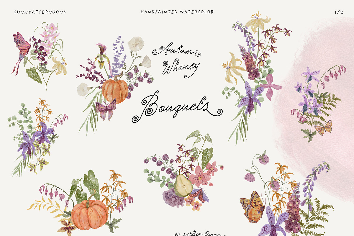 Autumn Whimsy Handpainted Florals, a Seasonal Illustration by SunnyAfternoons (Photo 5 of 23)