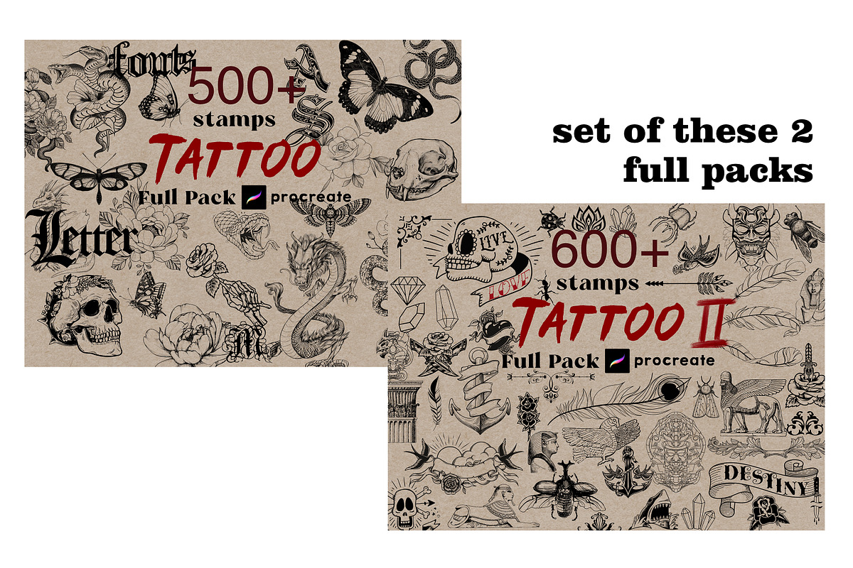 Procreate 1100 Tattoo Snake Witch, a Brush Add-On by ArtPrintBabe (Photo 2 of 6)