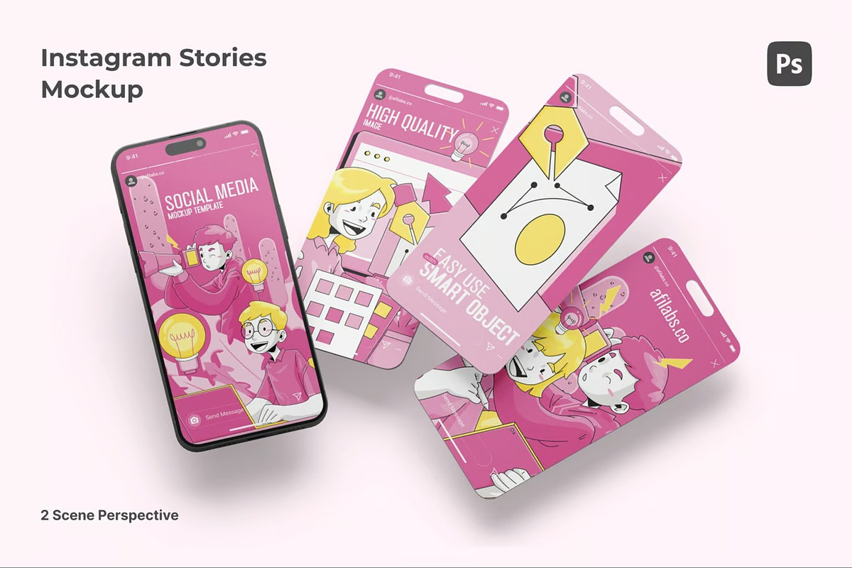 Instagram Stories Mockup, an Advertising Mockup by Se٧enStudio (Photo 1 of 2)