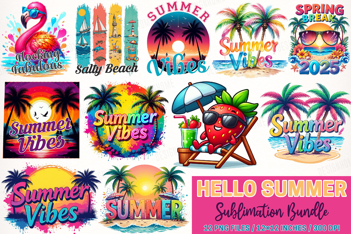 Hello Summer Sublimation Bundle, an Illustration by SinaCreation (Photo 1 of 13)