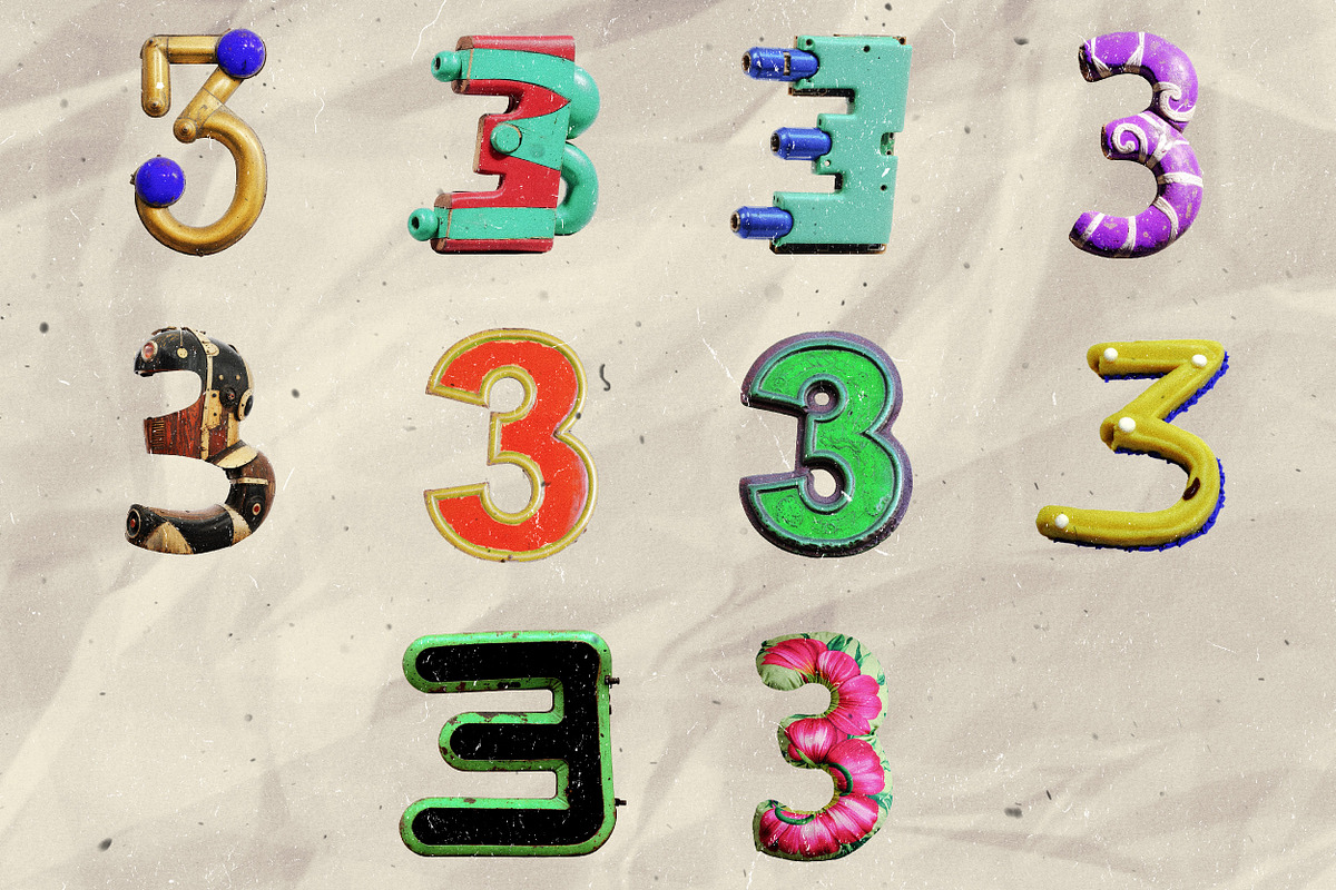 100 Stylized Numbers for Collage Art, an Object Graphic by Megan Aili Designs (Photo 4 of 12)