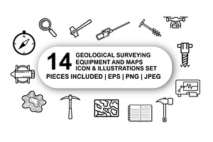Geological surveying Icon Set, an Outline Icon by Nurlan's shop