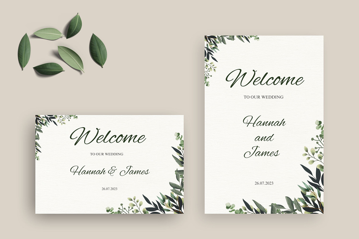 Greenery Wedding invite Set Canva, an Invitation Template by Aks-Designs (Photo 2 of 6)