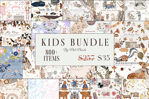 Kids Bundle Cute Clipart, Pattern