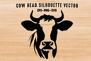 Cow Head SVG Silhouette Clipart, an Animal Illustration by Gfx Expert Team (Thumbnail 1 of 3)