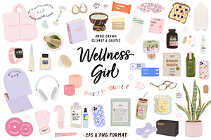 Wellness Girl: Self Care Clipart, an Illustration by Ruslana Lubenets