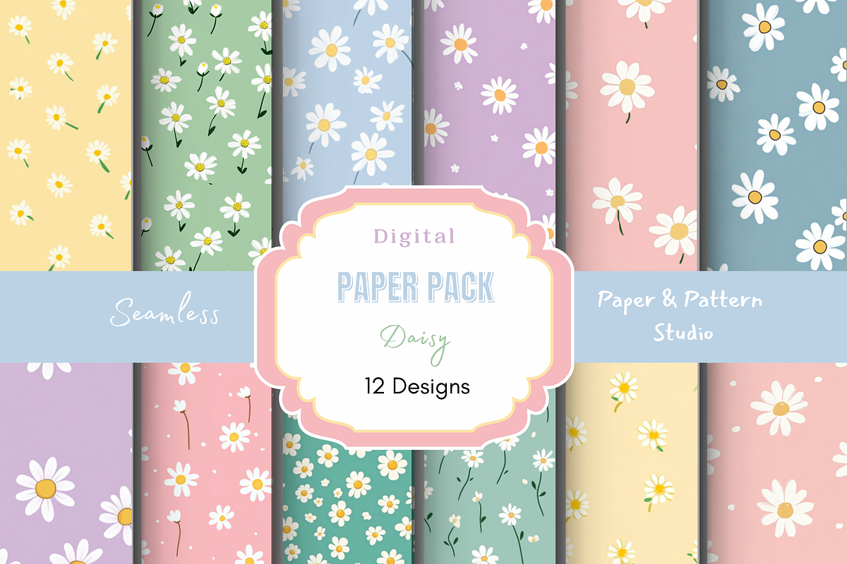 Pastel Daisy Seamless Pattern, a Pattern Graphic by Paper & Pattern Studio (Photo 1 of 9)
